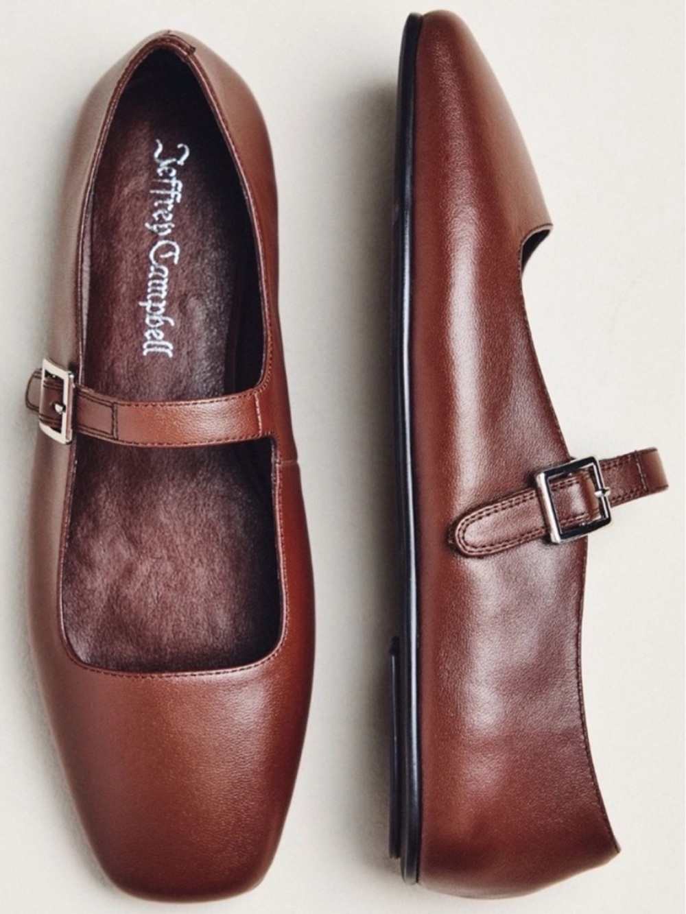 Jeffrey Campbell Brown Leather Mary Jane Flats NWOT